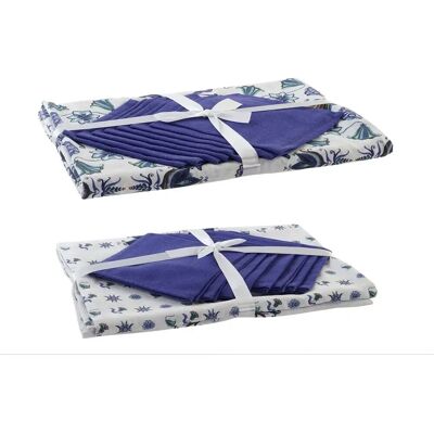 DKD Home Decor Tablier et Serviettes en Coton Bleu Blanc DKD Home Decor Tablier et Serviettes en Coton Bleu Blanc