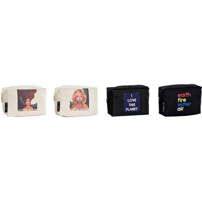 DKD Home Decor Lin kör Fekete Fehér Többszínű 4 Darabos Utazó Neszeszer Készlet DKD Home Decor Lin kör Fekete Fehér Többszínű 4 Darabos Utazó Neszeszer Készlet
