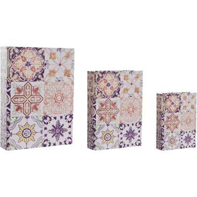 Zestaw 3 Dekoracyjnych Pudełek DKD Home Decor Drewno i Tkanina - Dekoracja Zestaw 3 Dekoracyjnych Pudełek DKD Home Decor Drewno i Tkanina - Dekoracja