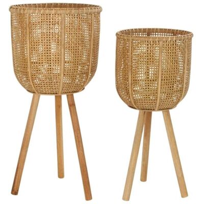 Ensemble de pots DKD Home Decor - Bambou Tropical - 2 pièces Ensemble de pots DKD Home Decor - Bambou Tropical - 2 pièces