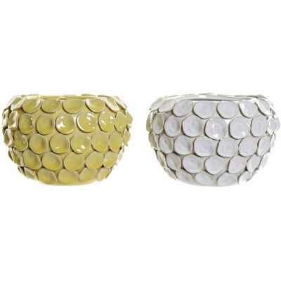 Maljakko DKD Home Decor Bianco Senape Moderno - 2 pezzi Maljakko DKD Home Decor Bianco Senape Moderno - 2 pezzi