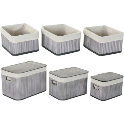 Zestaw Koszyków DKD Home Decor Beżowy Szary MDF - Zestaw Koszyków Zestaw Koszyków DKD Home Decor Beżowy Szary MDF - Zestaw Koszyków