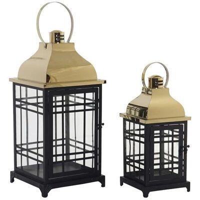 DKD Home Decor Alpino Lanterne - Cristal Métal Ensemble de 2 DKD Home Decor Alpino Lanterne - Cristal Métal Ensemble de 2