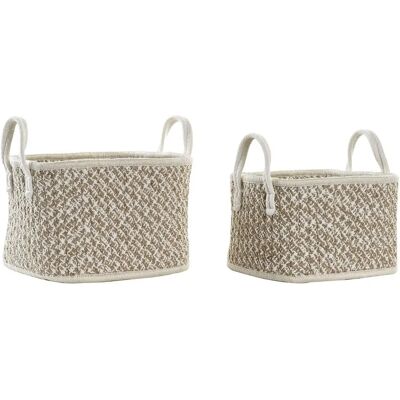 Ensemble de paniers DKD Home Decor - Coton, Jute, 2 paniers Ensemble de paniers DKD Home Decor - Coton, Jute, 2 paniers