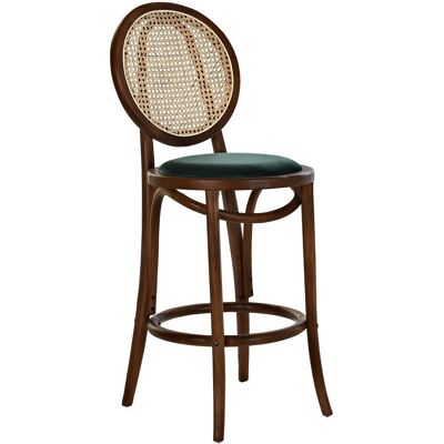 Fijalo Meti - Tabouret vintage en rotin et bois d'orme marron foncé - Tabouret Fijalo Meti - Tabouret vintage en rotin et bois d'orme marron foncé - Tabouret