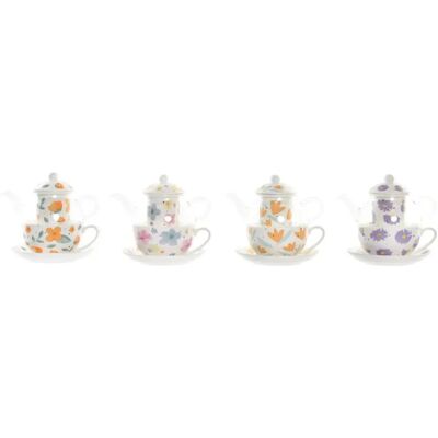 Set de théière en porcelaine multicolore Dkd Home Decor - 250 Ml - 4 pièces Set de théière en porcelaine multicolore Dkd Home Decor - 250 Ml - 4 pièces