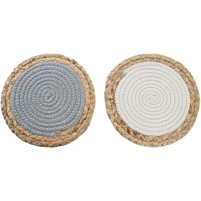 DKD Home Decor Tappetino in fibra di cotone - 20x20cm - Set di 2 DKD Home Decor Tappetino in fibra di cotone - 20x20cm - Set di 2