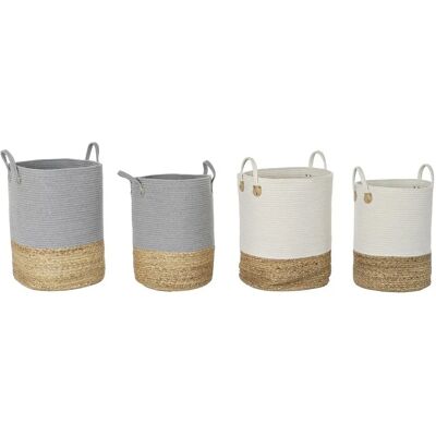 DKD Home Decor Korbset - Baumwollfaser Natur - 40x40x52cm DKD Home Decor Korbset - Baumwollfaser Natur - 40x40x52cm