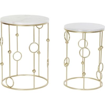 Ensemble de Petites Tables DKD Home Decor - Marbre Blanc et Métal Doré Ensemble de Petites Tables DKD Home Decor - Marbre Blanc et Métal Doré