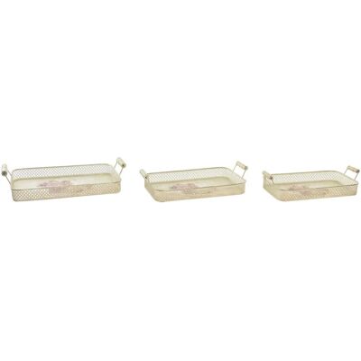 Fijalo LD194571 - Ensemble de Plateaux Rose Métal Aluminium - Shabby Chic Fijalo LD194571 - Ensemble de Plateaux Rose Métal Aluminium - Shabby Chic
