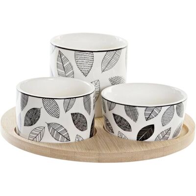 DKD Home Decor Appetizer Set - White/Black Bamboo Sheets Cottage DKD Home Decor Appetizer Set - White/Black Bamboo Sheets Cottage