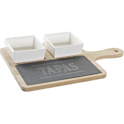 DKD Home Decor Vorspeisen-Set - Bambus, Steingut, 3 Stück DKD Home Decor Vorspeisen-Set - Bambus, Steingut, 3 Stück
