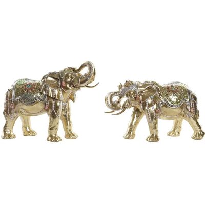 DKD Home Decor Elefante Dorato Resina Multicolore - Figura Decorativa DKD Home Decor Elefante Dorato Resina Multicolore - Figura Decorativa