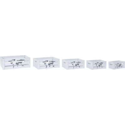 DKD Home Decor Vit Trä-Världskarta Dekorativa Boxar Set DKD Home Decor Vit Trä-Världskarta Dekorativa Boxar Set