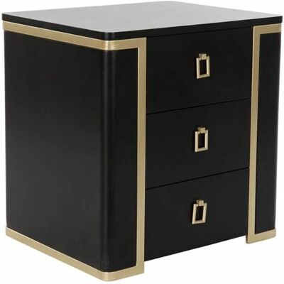 DKD Home Decor Table de Nuit - Noir Doré - Bois Métal - 50x40x50cm DKD Home Decor Table de Nuit - Noir Doré - Bois Métal - 50x40x50cm