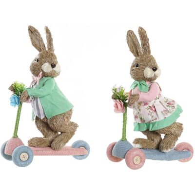Figure décorative DKD Home Decor Bleu Rose Brun Polyester Lapin Vert - Figur Décorative Figure décorative DKD Home Decor Bleu Rose Brun Polyester Lapin Vert - Figur Décorative