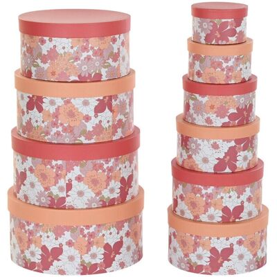 Fijalo Meti - Ensemble de Boîtes Empilables avec Fleurs & Rayures - Boîtes de Rangement Fijalo Meti - Ensemble de Boîtes Empilables avec Fleurs & Rayures - Boîtes de Rangement