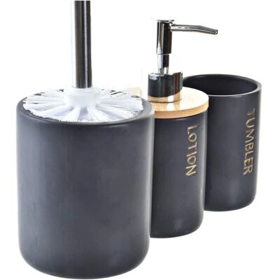 Ensemble de Bain DKD Home Decor Bambou Naturel Noir - 3 Pièces Ensemble de Bain DKD Home Decor Bambou Naturel Noir - 3 Pièces