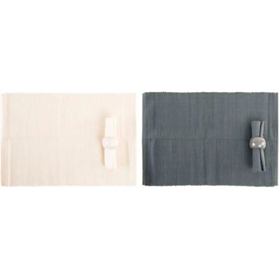 Set med 2 dukar DKD Home Decor Grå Beige - Textilier Set med 2 dukar DKD Home Decor Grå Beige - Textilier