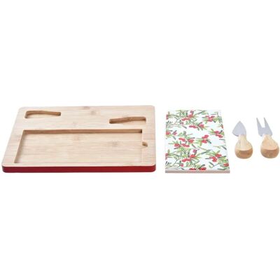 DKD Home Decor Fleurs Rouge Blanc Bambou Gres Ensemble de Service DKD Home Decor Fleurs Rouge Blanc Bambou Gres Ensemble de Service