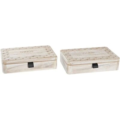 Boîte Décorative DKD Home Decor Bois MDF Naturel - 2 Unités Boîte Décorative DKD Home Decor Bois MDF Naturel - 2 Unités