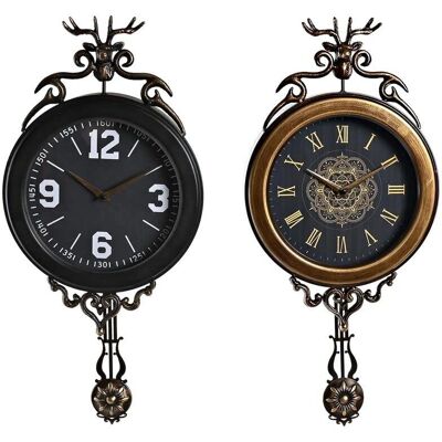 Zegar ścienny DKD Home Decor Czarny Złoty Kryształ Żelazo Zegar ścienny DKD Home Decor Czarny Złoty Kryształ Żelazo