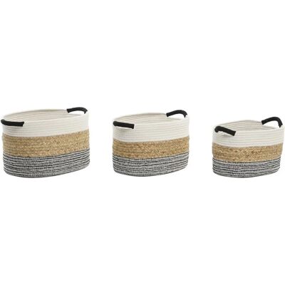Ensemble de paniers DKD Home Decor - Coton naturel - Style bohème Ensemble de paniers DKD Home Decor - Coton naturel - Style bohème