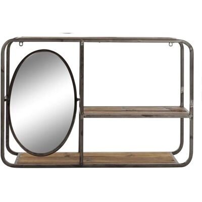 Fijalo Meti - Étagères 73 x 19 x 50 cm - Marron foncé Métal Bois Miroir Fijalo Meti - Étagères 73 x 19 x 50 cm - Marron foncé Métal Bois Miroir