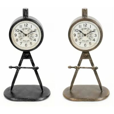 Horloge de table DKD Home Decor Noir Doré Fer PVC - Loft Horloge de table DKD Home Decor Noir Doré Fer PVC - Loft