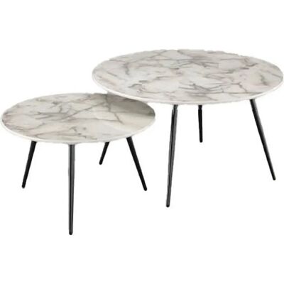 Set de 2 tables DKD Home Decor - Marbre Moderne Blanc Noir Doré Set de 2 tables DKD Home Decor - Marbre Moderne Blanc Noir Doré