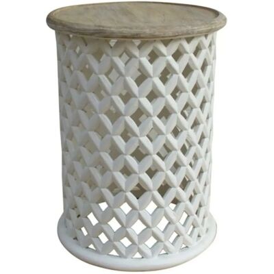 DKD Home Decor Bois de Mangue Blanc Table d'appoint - Table d'appoint DKD Home Decor Bois de Mangue Blanc Table d'appoint - Table d'appoint