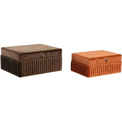Velour Smyckeskrin DKD Home Decor - 23x18x10,5 cm - Brun Orange - Set om 2 Velour Smyckeskrin DKD Home Decor - 23x18x10,5 cm - Brun Orange - Set om 2