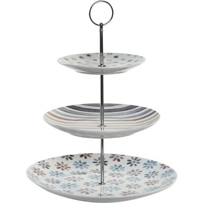 Corbeille à Fruits DKD Home Decor - Support à 3 niveaux - Porcelaine et Métal Corbeille à Fruits DKD Home Decor - Support à 3 niveaux - Porcelaine et Métal