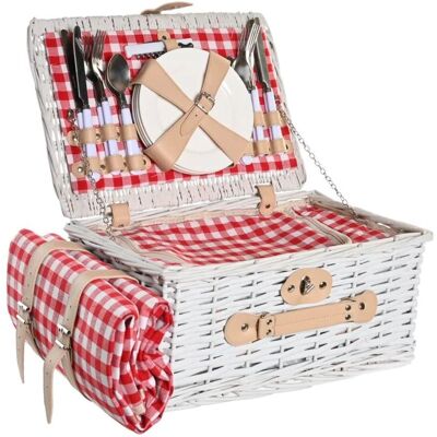DKD Home Decor Piknikkorg - 4 personer, Vass, Röd Vit DKD Home Decor Piknikkorg - 4 personer, Vass, Röd Vit