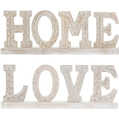 Figures en bois de mangue blanc à rayures DKD Home Decor - Décoration intérieure Figures en bois de mangue blanc à rayures DKD Home Decor - Décoration intérieure
