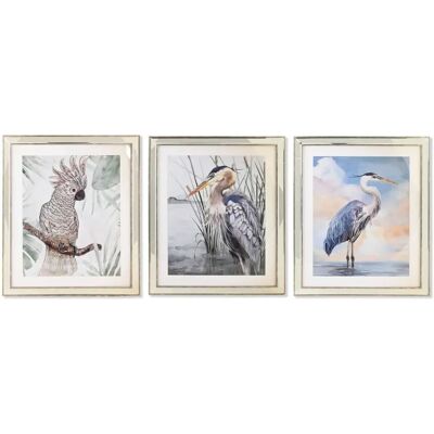 DKD Home Decor Mediterranes Vogel-Canvas 3-teilig - Malerei DKD Home Decor Mediterranes Vogel-Canvas 3-teilig - Malerei