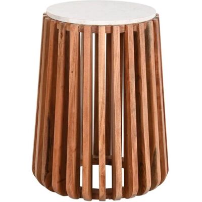 DKD Home Decor Marbre naturel blanc bois de mangue - Table d'appoint DKD Home Decor Marbre naturel blanc bois de mangue - Table d'appoint