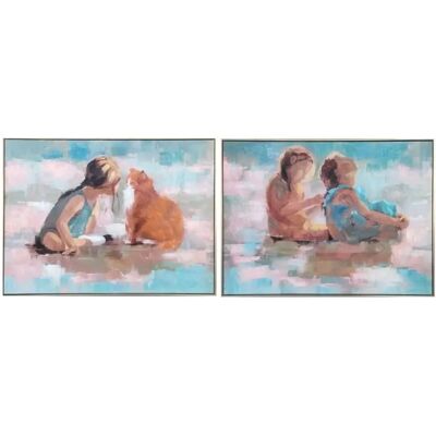 DKD Home Decor Leinwand Kinder Shabby Chic - 80x3,5x60 cm - 2 Stücke DKD Home Decor Leinwand Kinder Shabby Chic - 80x3,5x60 cm - 2 Stücke