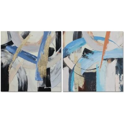 DKD Home Decor Moderne Abstrait - 2 Peintures Bleu Gris DKD Home Decor Moderne Abstrait - 2 Peintures Bleu Gris