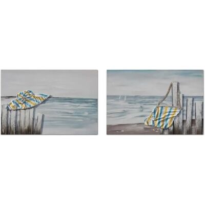 DKD Home Decor Strand Medelhavet Måleri - 2 Stycken DKD Home Decor Strand Medelhavet Måleri - 2 Stycken
