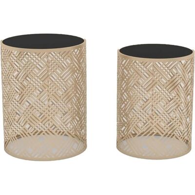 DKD Home Decor Set med 2 Bord - Liten Sidobord Svart Guld DKD Home Decor Set med 2 Bord - Liten Sidobord Svart Guld