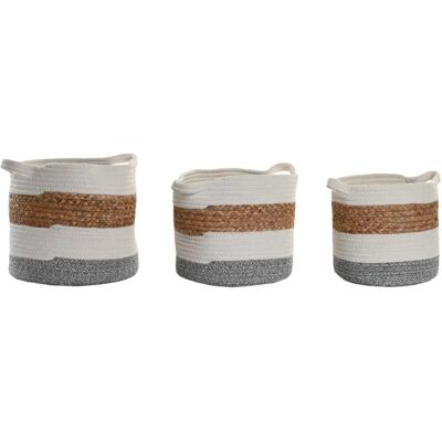 Zestaw Koszy DKD Home Decor z Naturalnej Włókna Bawełnianego - 3 szt. Zestaw Koszy DKD Home Decor z Naturalnej Włókna Bawełnianego - 3 szt.