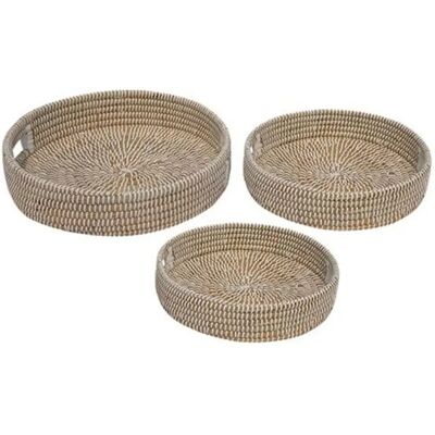 DKD Home Decor Set av 3 Brickor i Naturliga Fibrer 43x43x10cm - Set av 3 DKD Home Decor Set av 3 Brickor i Naturliga Fibrer 43x43x10cm - Set av 3