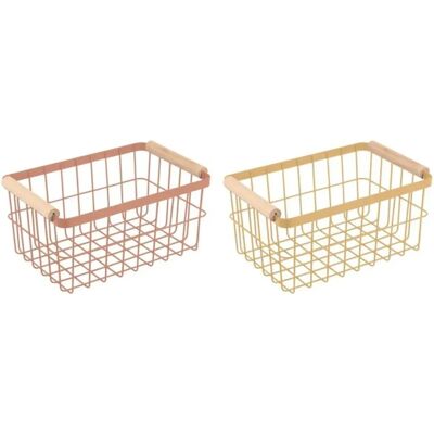 DKD HOME DECOR Panier de rangement en métal et terracotta jaune - 30,5x20x14,5 cm Lot de 2 DKD HOME DECOR Panier de rangement en métal et terracotta jaune - 30,5x20x14,5 cm Lot de 2