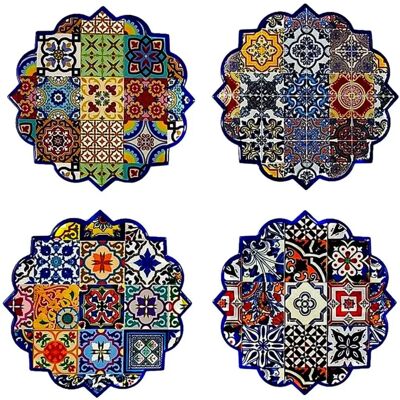Sous-verres DKD Home Decor - 4 Pièces, 10,8cm, Multicolore Bleu Sous-verres DKD Home Decor - 4 Pièces, 10,8cm, Multicolore Bleu