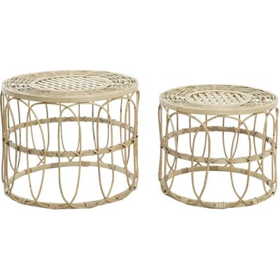Fijalo Meti - Modèle MB203055 - Ensemble de 2 tables en rotin marron - Table Fijalo Meti - Modèle MB203055 - Ensemble de 2 tables en rotin marron - Table