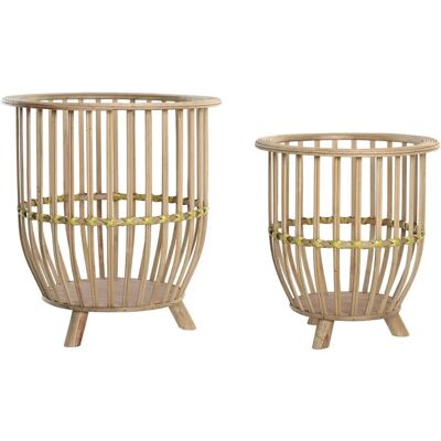 Ensemble de Pots de Fleurs DKD Home Decor Bambou Marron Clair - Plantes Ensemble de Pots de Fleurs DKD Home Decor Bambou Marron Clair - Plantes