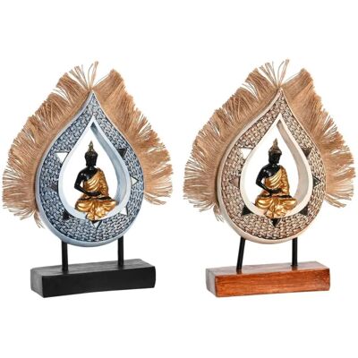 Figura Dekoracyjna DKD Home Decor Beżowo-niebieski Budda - 2 Sztuki Figura Dekoracyjna DKD Home Decor Beżowo-niebieski Budda - 2 Sztuki