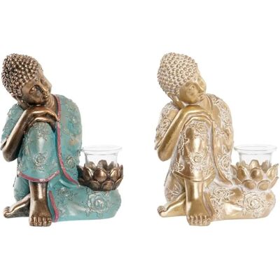 DKD Home Decor Bouddha Doré Vert Oriental - Figurine Décorative DKD Home Decor Bouddha Doré Vert Oriental - Figurine Décorative