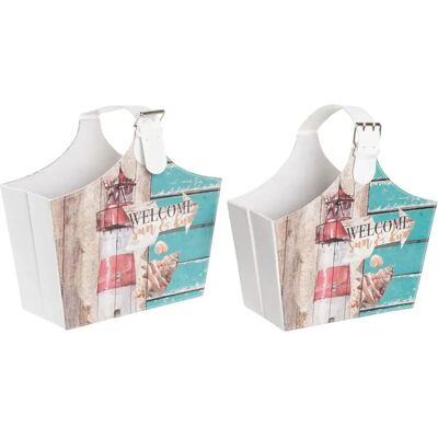 DKD Home Decor Veelkleurige Mediterraanse Tijdschriftenrek - 40x18x41 cm Set van 2 DKD Home Decor Veelkleurige Mediterraanse Tijdschriftenrek - 40x18x41 cm Set van 2